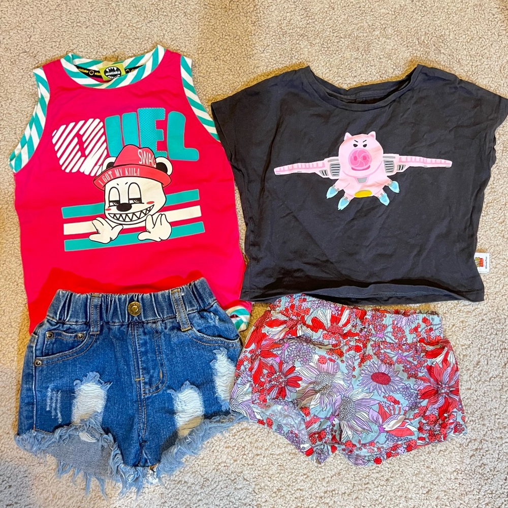Bundle 4pc girls T-shirt and shorts size12-24M